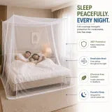 Mosquito Net — Hung over a double bed at night